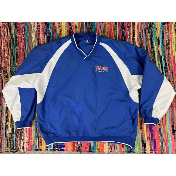 Badger Sport Other - Badger Sport Pullover Windbreaker Lined Jacket Sz M Blue White Rugby Golf